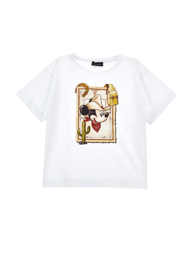 Monnalisa Kids'   Mickey Mouse Jersey T-shirt In White