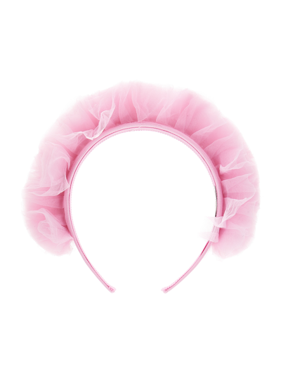 Monnalisa Kids'   Tulle Ruffle Headband In Sachet Pink
