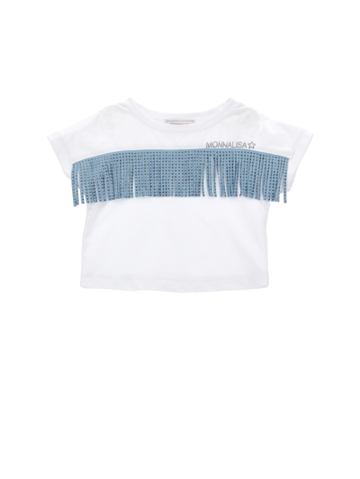 Monnalisa Babies'   Fringed Organic Cotton T-shirt In White