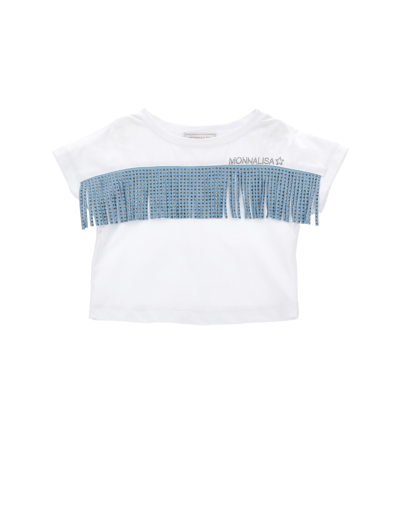 Monnalisa Kids'   Fringed Organic Cotton T-shirt In White