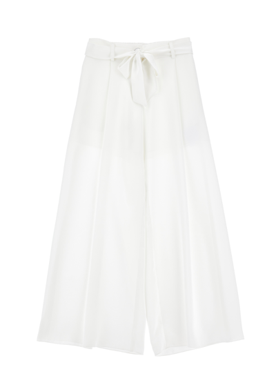 Monnalisa Kids'   Elegant Satin Trousers In Cream