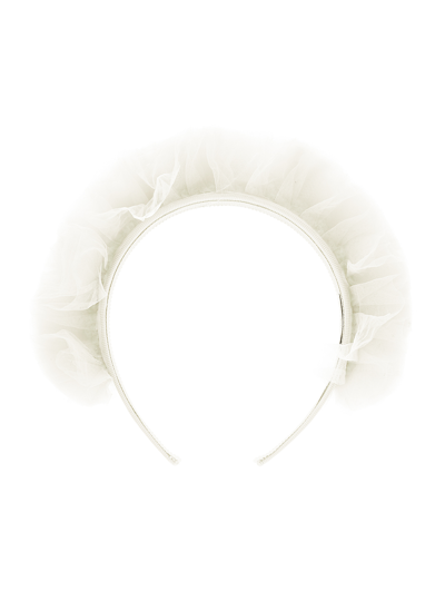 Monnalisa Kids'   Tulle Ruffle Headband In Cream