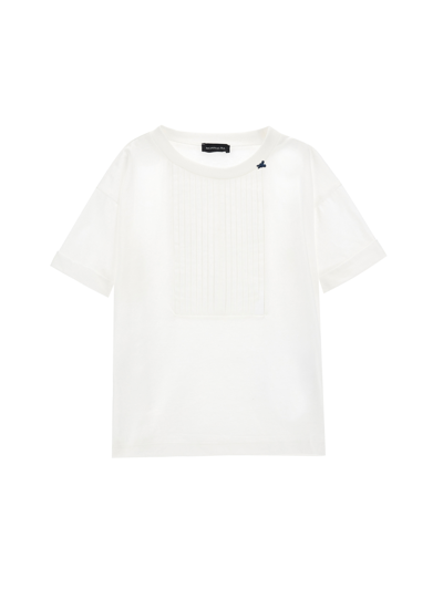 Monnalisa Kids'   T-shirt With Plastron In Cream
