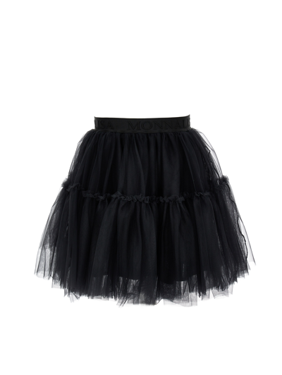 Monnalisa Kids'   Silk Hand Tulle Skirt In Black