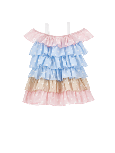 Monnalisa Babies'   Star Muslin Sundress In Multicolor