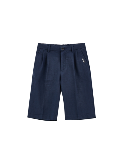 Monnalisa Babies'   Single-colour Pinstriped Bermuda Shorts In Blue