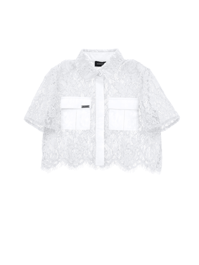 Monnalisa Cropped Lace Shirt In White