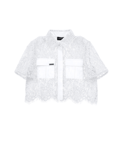 Monnalisa Kids'   Cropped Lace Shirt In White