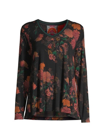 Johnny Was Women's Amapola Floral Long-sleeve Swing T-shirt In Neutral