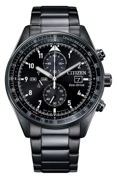 Citizen Eco-drive Chronograph Bracelet Watch, 43mm In Black
