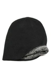 Portolano Reversible Cashmere Beanie In Black/ Light Heather Grey