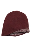 Portolano Reversible Cashmere Beanie In New Wine/ Light Grey