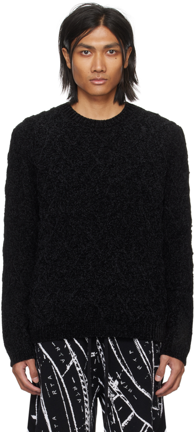 Rta Black Crewneck Sweater In Black Cable