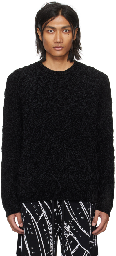 Rta Black Crewneck Jumper In Black Cable