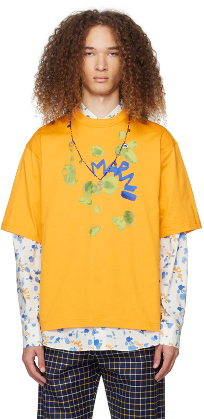 Marni Logo-print Cotton T-shirt In Orange