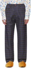 MARNI NAVY CHECKED TROUSERS