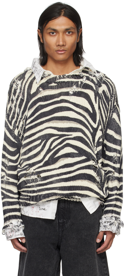 R13 Black & White Zebra Sweater In Zebra Print