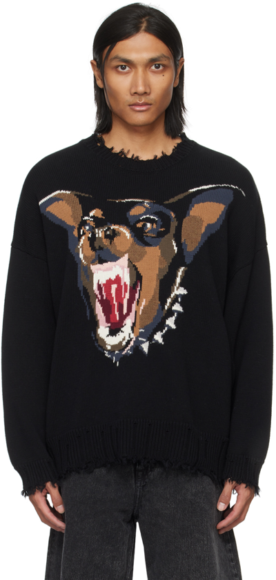 R13 Black Angry Chihuahua Sweater In Black/brown