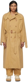 R13 TAN DECONSTRUCTED TRENCH COAT