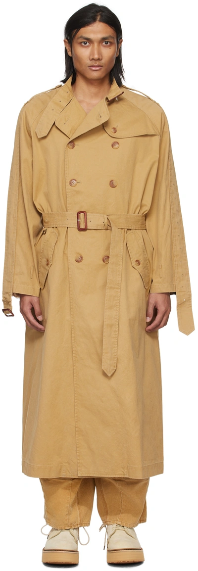 R13 Tan Deconstructed Trench Coat In Khaki