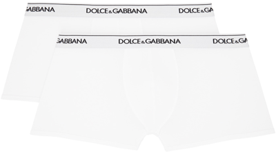 Dolce & Gabbana Two-pack White Boxers In Bianco Ottico