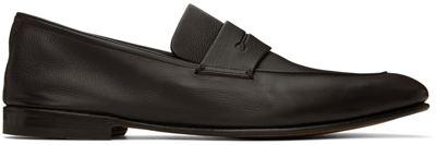 Zegna Brown Soft Calf 'l'asola' Loafers In Amo