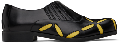 Stefan Cooke Black & Yellow Slashed Loafers In Black Black