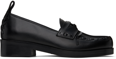 Stefan Cooke Black Leather Loafers In Black Black