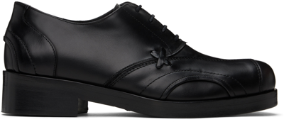 Stefan Cooke Black Leather Derbys In Black Black