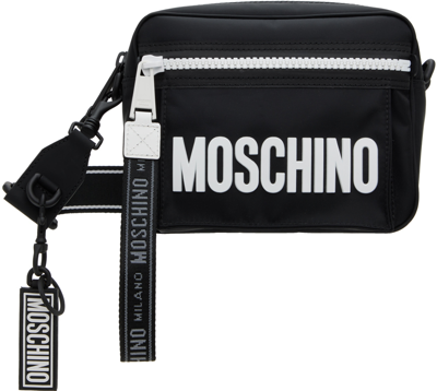 Moschino Black Logo Bag In A1001 Fantasy Print