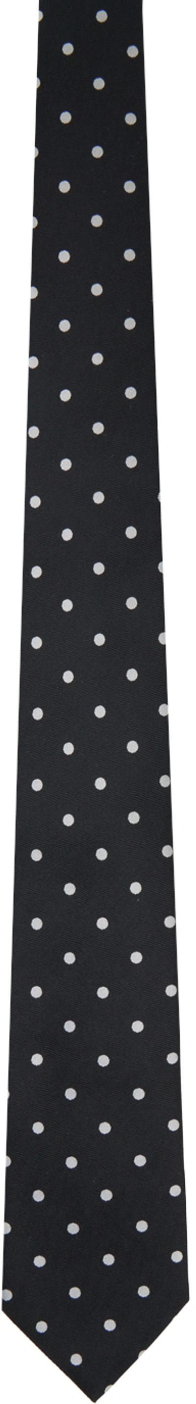 Tom Ford Black Polka Dot Tie In Black  