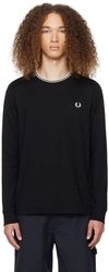 Fred Perry Mens Long Sleeve Twin Tipped T-shirt In Navy