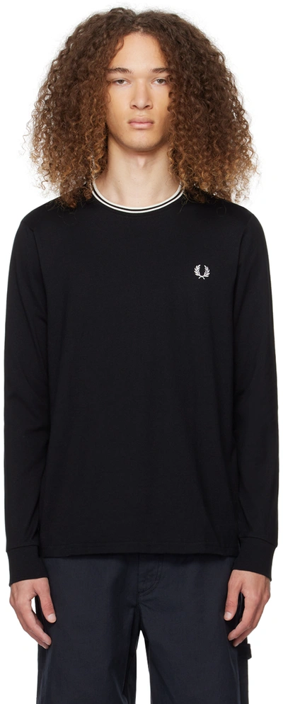 Fred Perry Mens Long Sleeve Twin Tipped T-shirt In Black 102