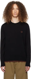 Fred Perry Mens Classic Crew Neck Jumper Nos In 102 Black