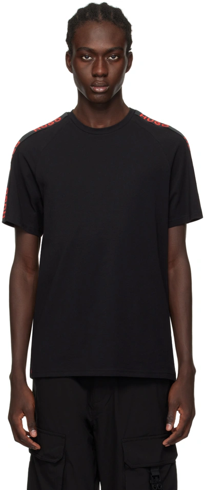 Hugo Black Raglan T-shirt In Black 001