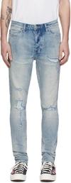 KSUBI BLUE CHITCH THRASHED JEANS