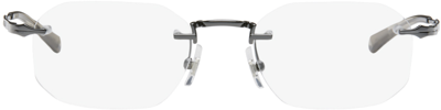 Montblanc Gunmetal Rimless Glasses In Ruthenium-ruthenium-