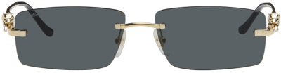 Cartier Gold & Gray Panthère De  Sunglasses In Gold-gold-grey