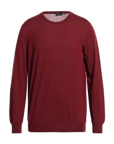 Drumohr Man Sweater Brick Red Size Xxl Super 140s Wool