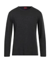 Isaia Man Sweater Black Size 3xl Wool In Blue