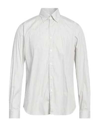 Canali Man Shirt White Size L Cotton, Polyamide, Elastane