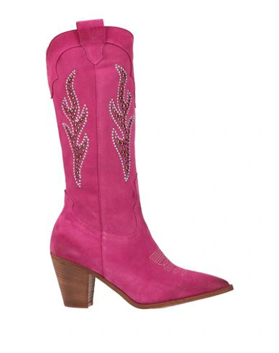 Divine Follie Woman Boot Fuchsia Size 9 Leather In Pink