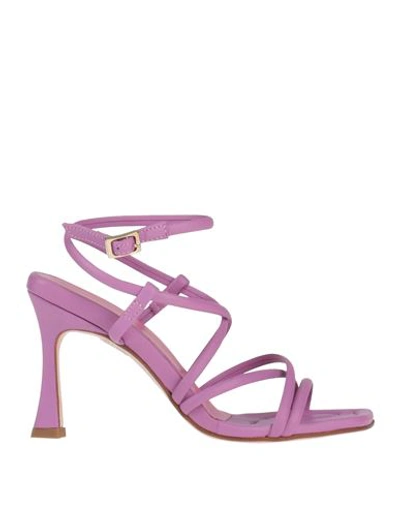 Poesie Veneziane Woman Sandals Mauve Size 9 Leather In Rosa Chiari E Naturali