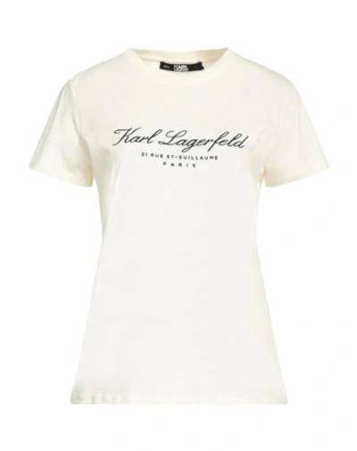 Karl Lagerfeld Woman T-shirt Off White Size Xl Organic Cotton