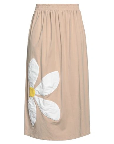 Rose A Pois Rosé A Pois Woman Midi Skirt Light Brown Size 6 Cotton, Elastane In Beige
