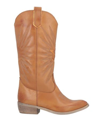 Divine Follie Woman Boot Tan Size 10 Leather In Brown