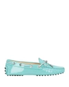 TOD'S TOD'S WOMAN LOAFERS TURQUOISE SIZE 8.5 LEATHER