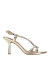 Bibi Lou Woman Sandals Gold Size 8 Leather, Textile Fibers