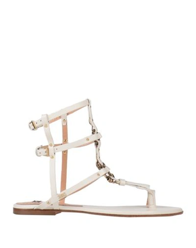 Elisabetta Franchi Woman Thong Sandal Ivory Size 5 Leather In White