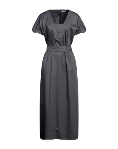 Peserico Woman Maxi Dress Steel Grey Size 10 Cotton, Elastane